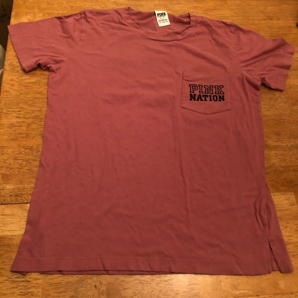 Pink shirt sleeve T-shirt front pocket nice Sz S